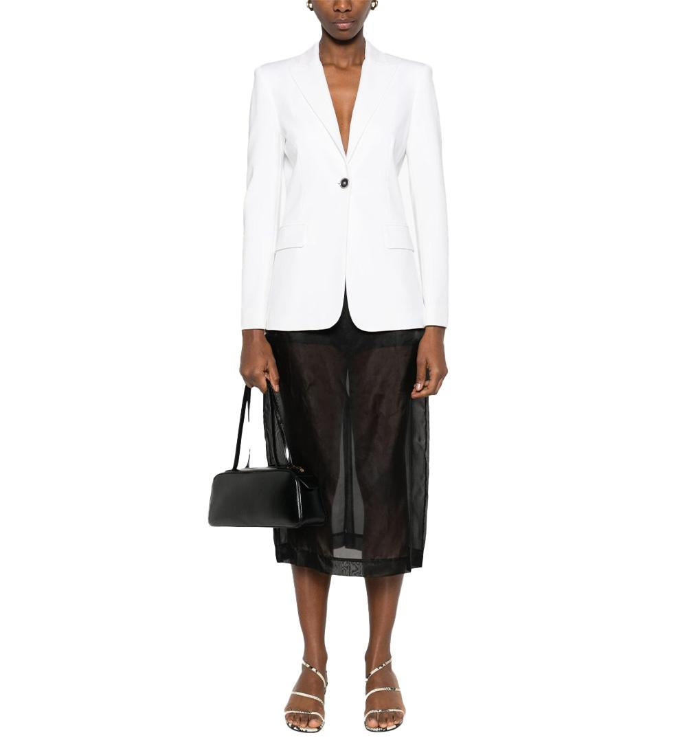 PINKO Blazer Pinko donna Signum 104903 A1L3 Bianco giacca monopetto collo rever scuba viscosa bottone 104903 A1L3 Z05