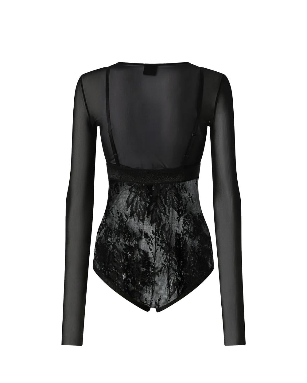 PINKO Body PINKO donna FAGIOLINO BODYSUIT 106272A33E Nero pizzo tulle spalline semitrasparente<BR/> 106272A33E Z99