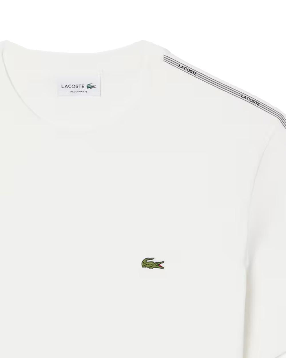 LACOSTE T-shirt LACOSTE uomo TH0888 Bianca cotone pesante taglio dritto regular coccodrillo<BR/> TH0888 70V