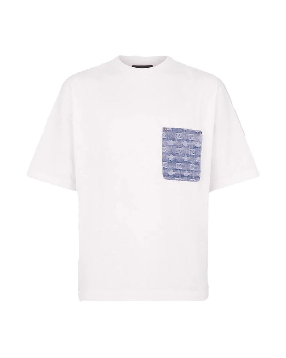 DSQUARED2 T-shirt DSQUARED2 uomo Loose Fit S74GD1554D2010 Bianca cotone loose girocollo taschino S74GD1554D2010 100