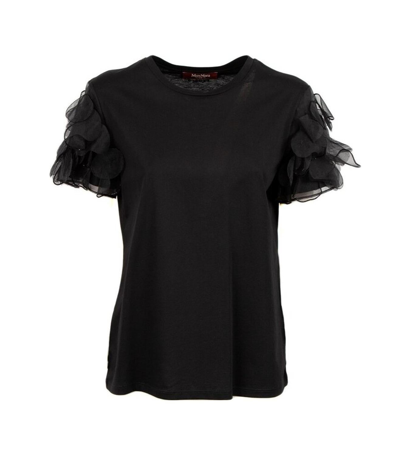 STUDIO T-shirt Studio donna 2616971013600 005 Editti maniche ruffled in organza Nero<BR/> 2616971013600 005
