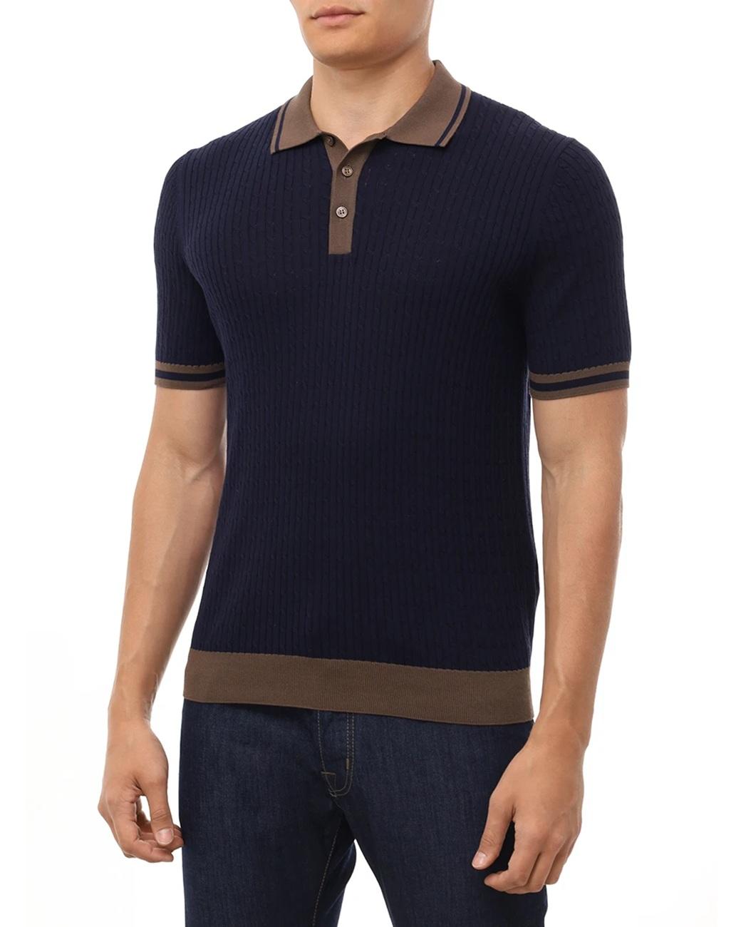 GRAN SASSO Polo Gran Sasso uomo 5711320625 598 Fresh Cotton in maglia a trecce Blu 5711320625 598