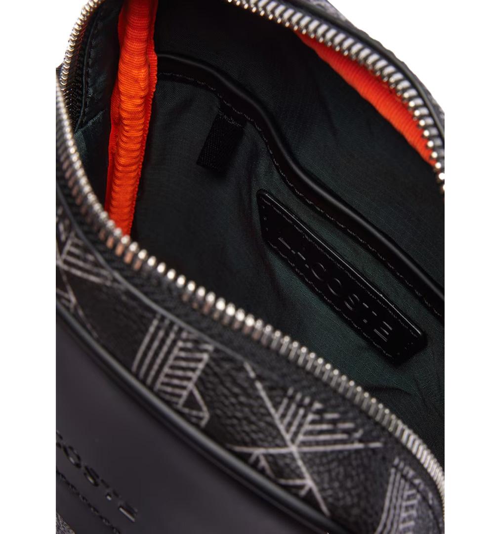 LACOSTE Borsello Lacoste uomo The Blend NH4410LX Nero canvas spalmato cinghia regolabile tasca all'interno portachiavi coccodrillo NH4410LX H45