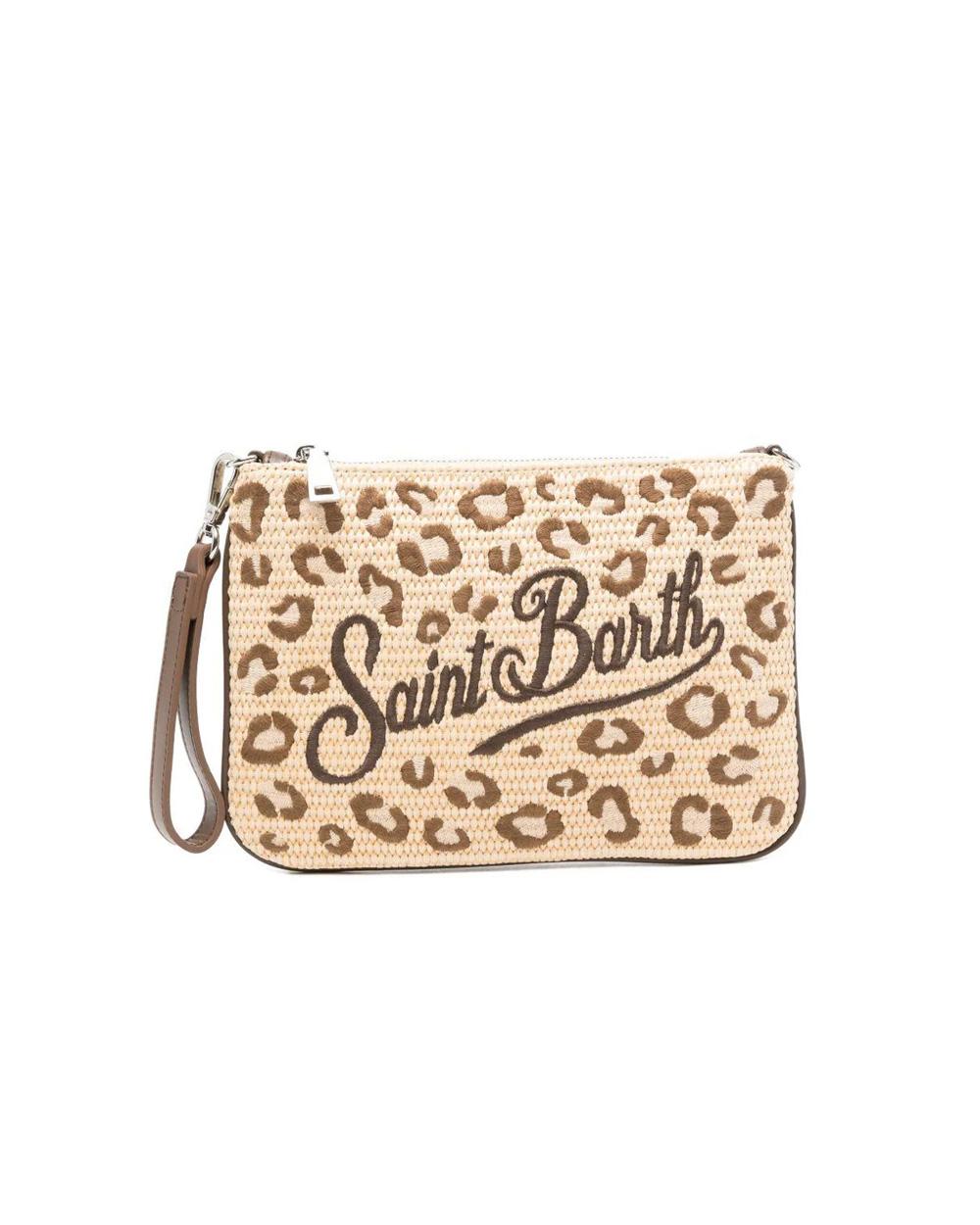 MC2 SAINT BARTH Pochette MC2 SAINT BARTH donna Parisienne PAR002100349L Beige logo leopardato zip<BR/> PAR002100349L 18