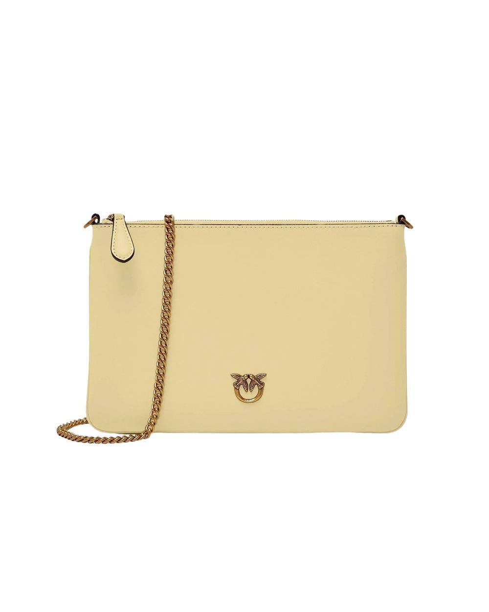 PINKO Borsa PINKO donna FLAT CLASSIC 100455A0F1 Gialla chiusura zip pelle tracolla 100455A0F1 C39Q