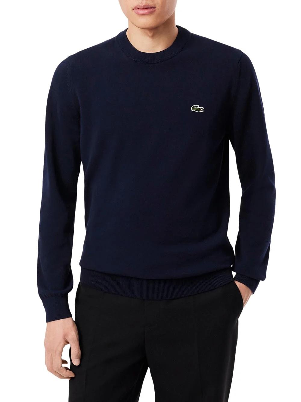 LACOSTE Maglia Lacoste uomo AH32253GF Blu lana girocollo AH3225 3GF