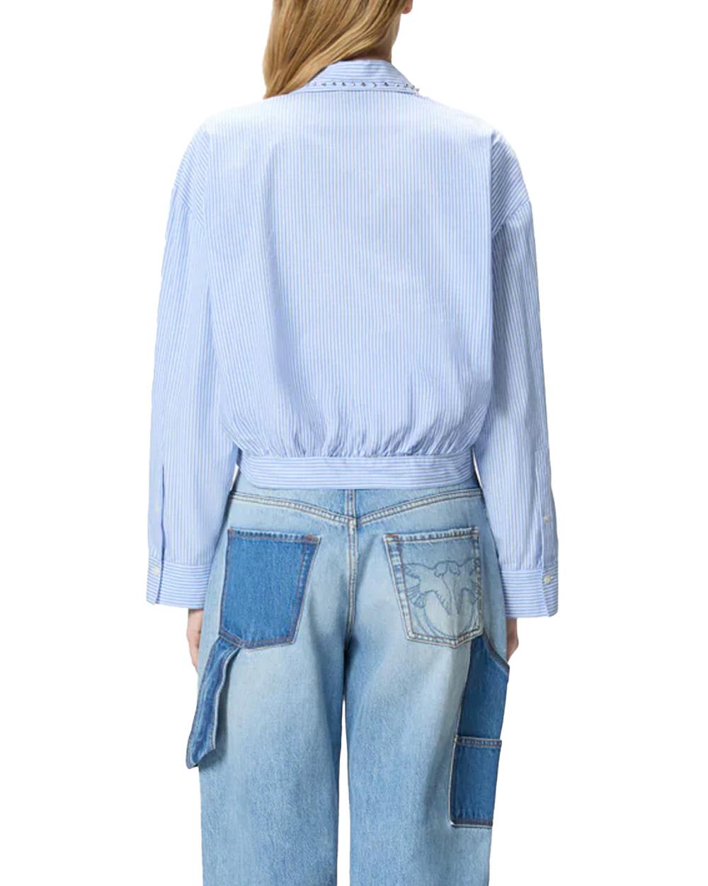 PINKO Camicia PINKO donna CHARITA 106277A32R Azzurra cropped cotone colletto classico<BR/> 106277A32R ZE5