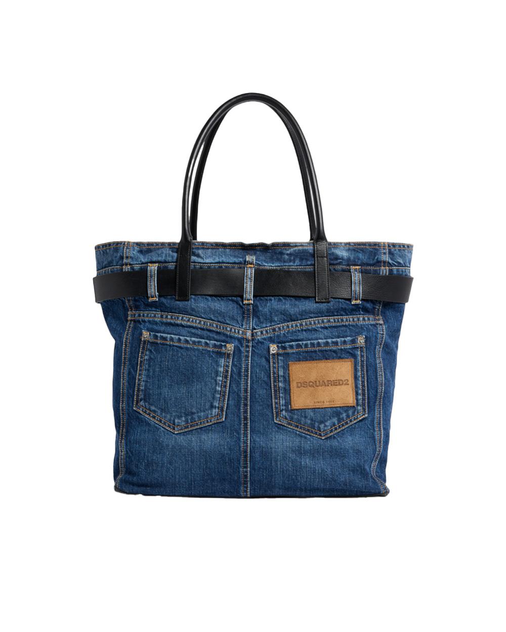 DSQUARED2 Borsa DSQUARED2 donna Twin SPW011510106739 Denim denim cotone vintage tasca cintura pelle SPW011510106739 3096