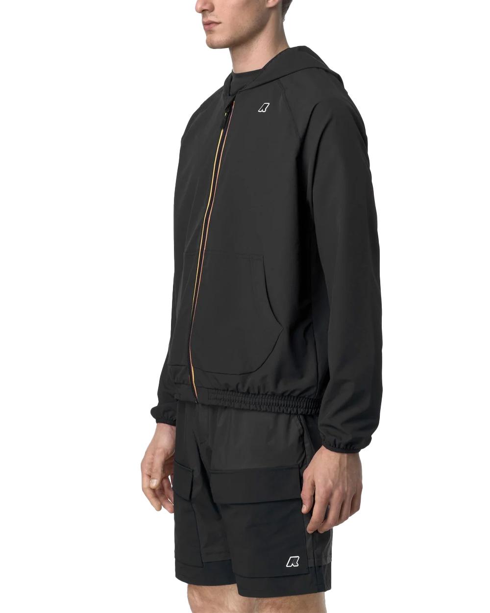 K-WAY Giubbino K-WAY uomo K8138RW SIA Nero cappuccio zip tasca logo poliestere K8138RW USY