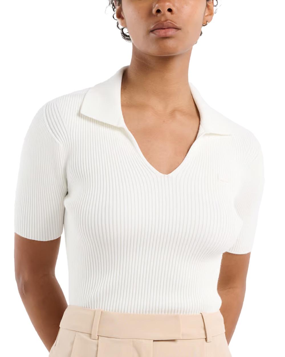 LACOSTE Maglia LACOSTE donna AF9874 Bianca aderente viscosa scollo a v logo maniche corte AF9874 70V