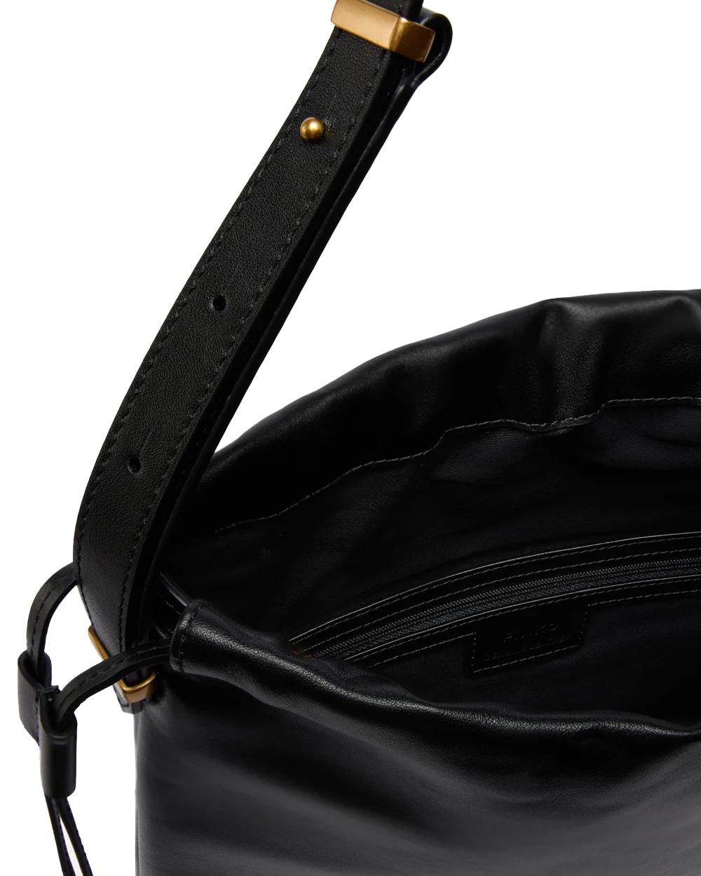 PINKO Borsa PINKO donna SLOUCHY CLASSIC BAG 104359A0QO Nera pelle tracolla coulisse zip 104359A0QO Z99Q