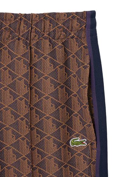 LACOSTE Pantalone LACOSTE uomo XH1440 Marrone jacquard con monogramma taglio dritto tasche a filetto coulisse con cordoncino in vita XH1440 9I4