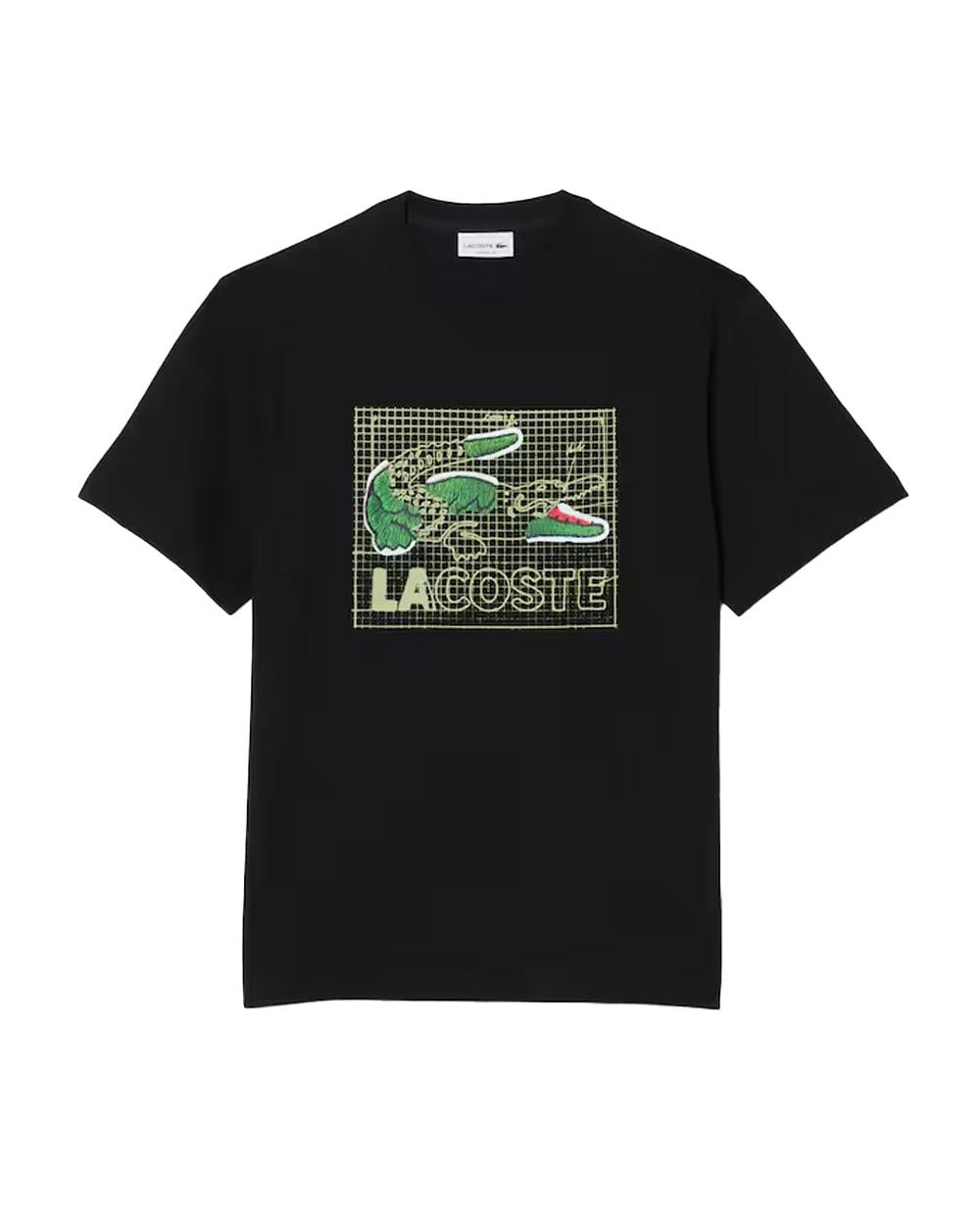 LACOSTE T-shirt LACOSTE uomo TH1446 Nera cotone taglio classico coccodrillo TH1446 031