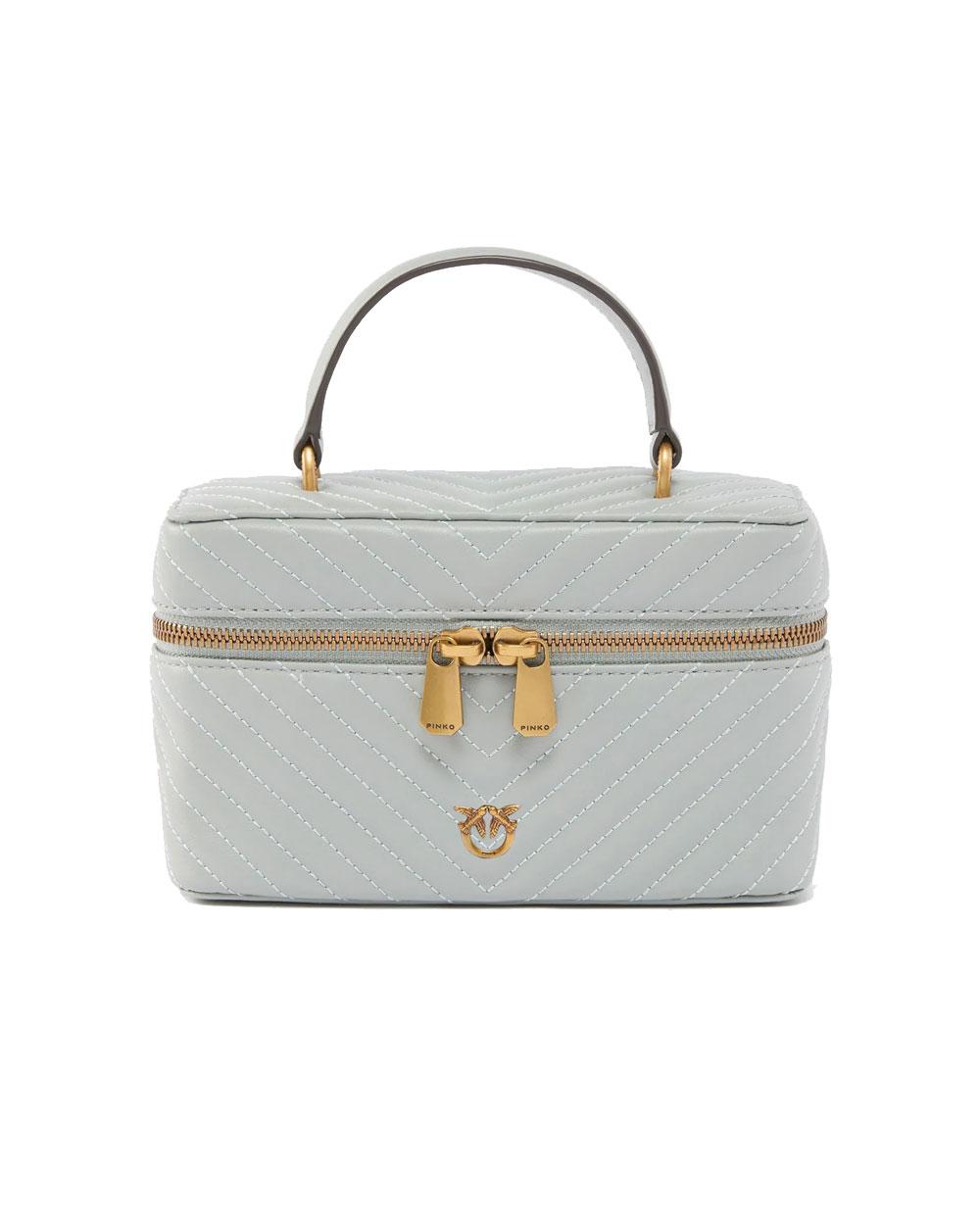 PINKO Beauty case Pinko donna 106382A0GK Vanity soft mini grigio tracolla nappa chevron<BR/> 106382A0GK K32Q