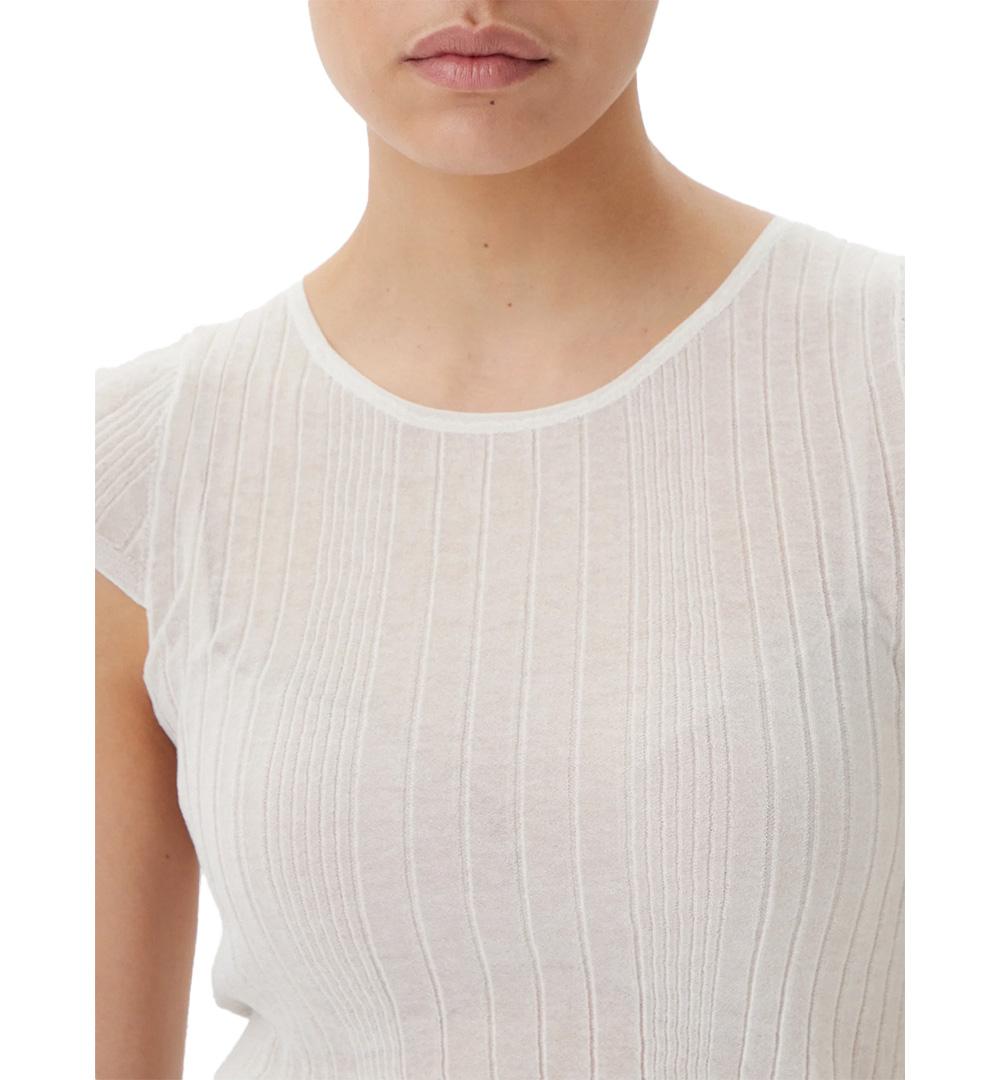 PINKO Maglia Pinko donna Tambora 104773 A1ND Bianca cotone nylon cropped manica corta scollo rotondo 104773 A1ND Z09