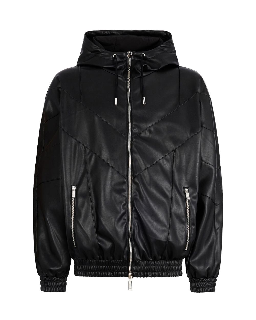 DSQUARED2 Giubbino DSQUARED2 uomo S74AM1676S60340 Nero ecopelle cappuccio coulisse zip doppio cursore tasche S74AM1676S60340 900