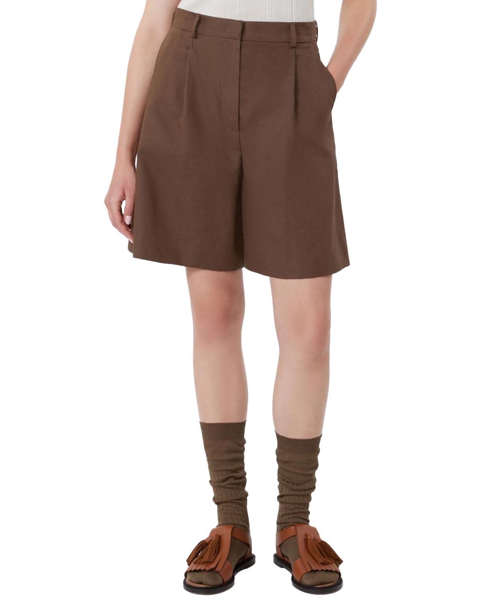 WEEKEND Bermuda WEEKEND donna ECUBA 2615141022600 Cioccolato regular canvas cotone lino zip tasche passanti pinces 2615141022600 013