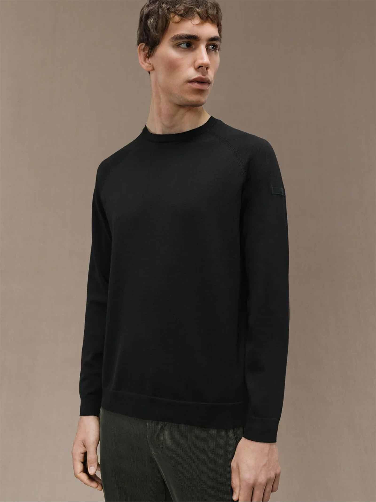 RRD Maglia RRD uomo AMOS COTTON ROUND KNIT W24120 Nero cotone vestibilità regolare taglio raglan W24120 10