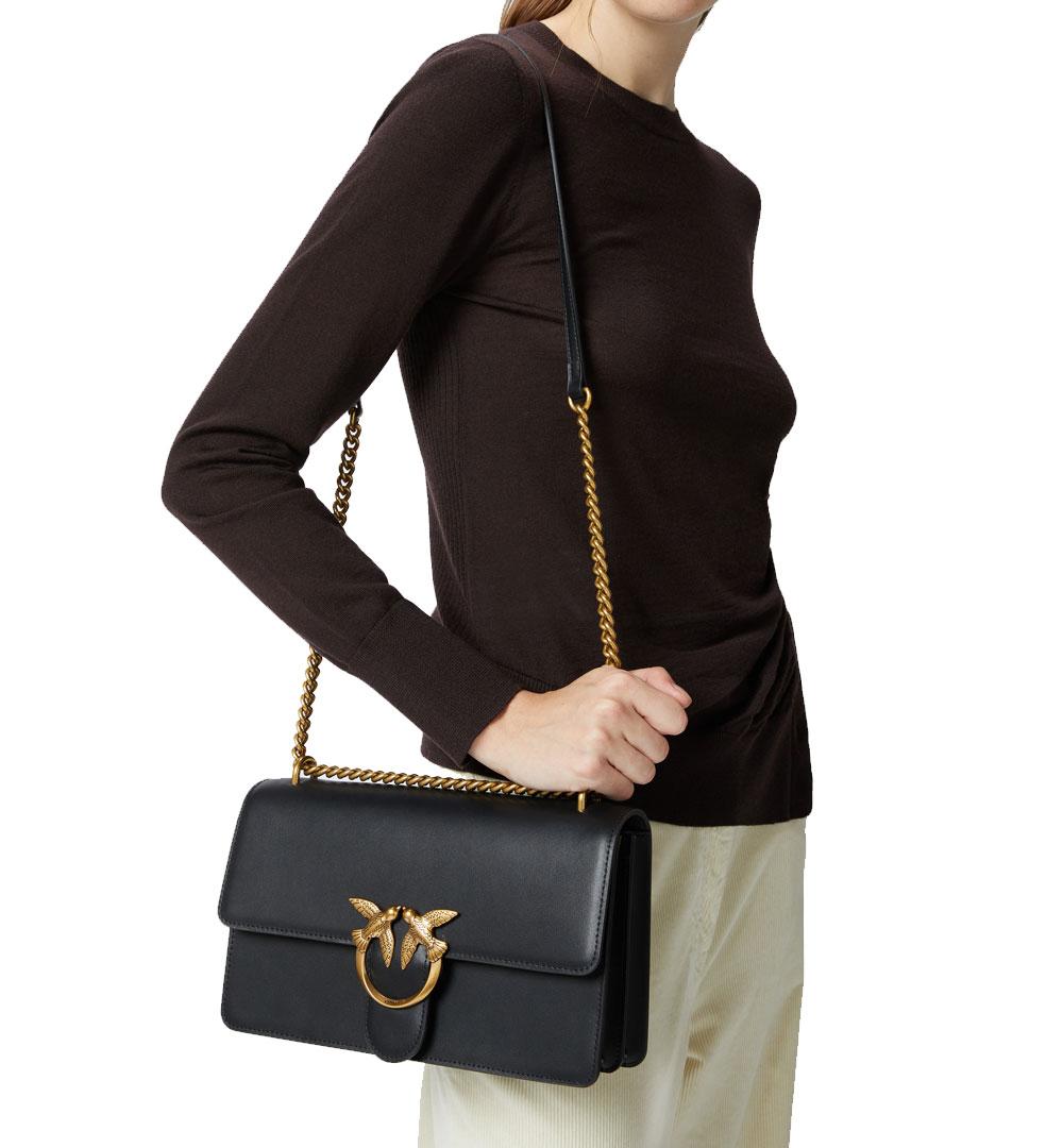 PINKO Borsa Pinko Classic Love bag one simply nera oro logo birds 100941A0F1 Z99Q