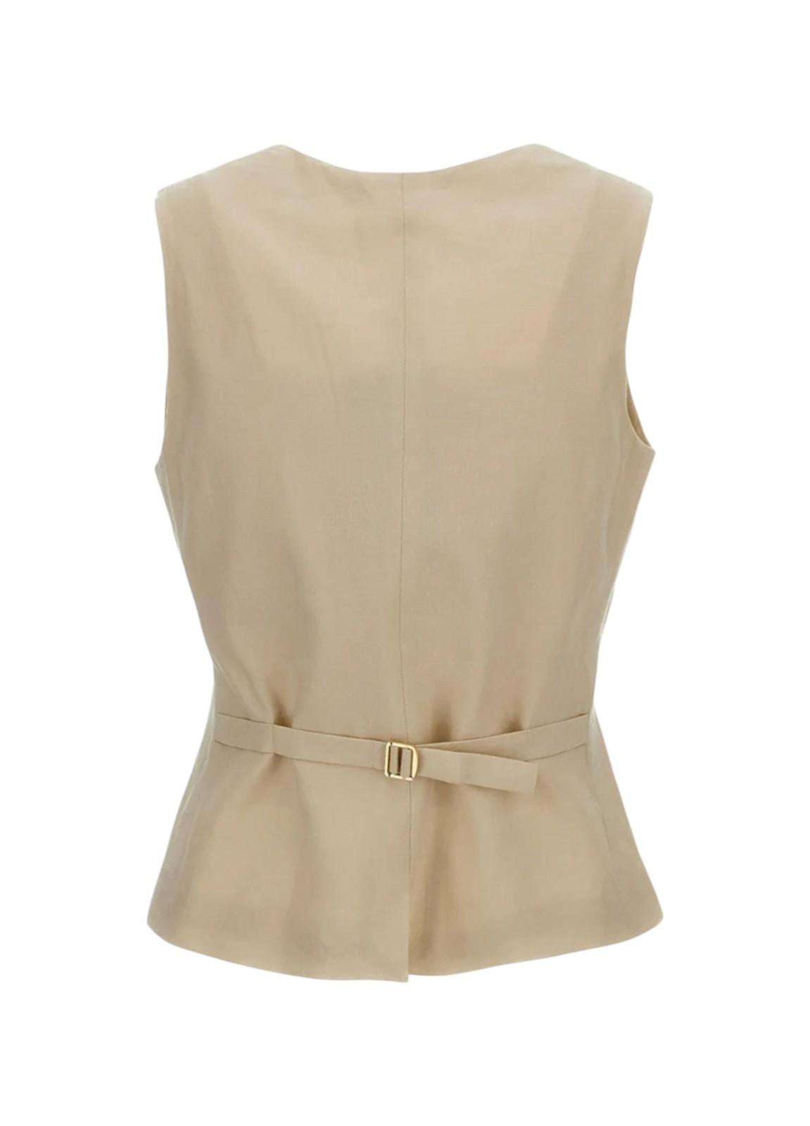 STUDIO Gilet Studio donna 2616151012600 036 Carnet in tela di lino Coloniale Beige chiaro<BR/> 2616151012600 036