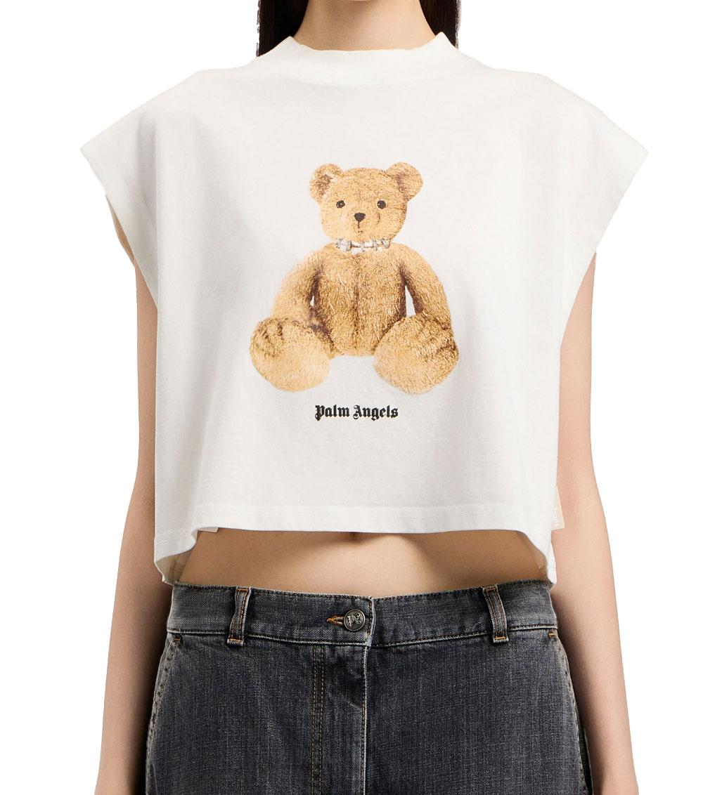PALM ANGELS Top Palm Angels donna PWAC022S26JER002 panna bear boxy PWAC022S26JER002 0360