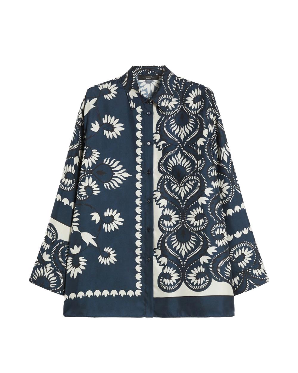 WEEKEND Blusa WEEKEND donna LASTRA 2615191011600 Blu twill seta bottoni taschino fondo stondato 2615191011600 001