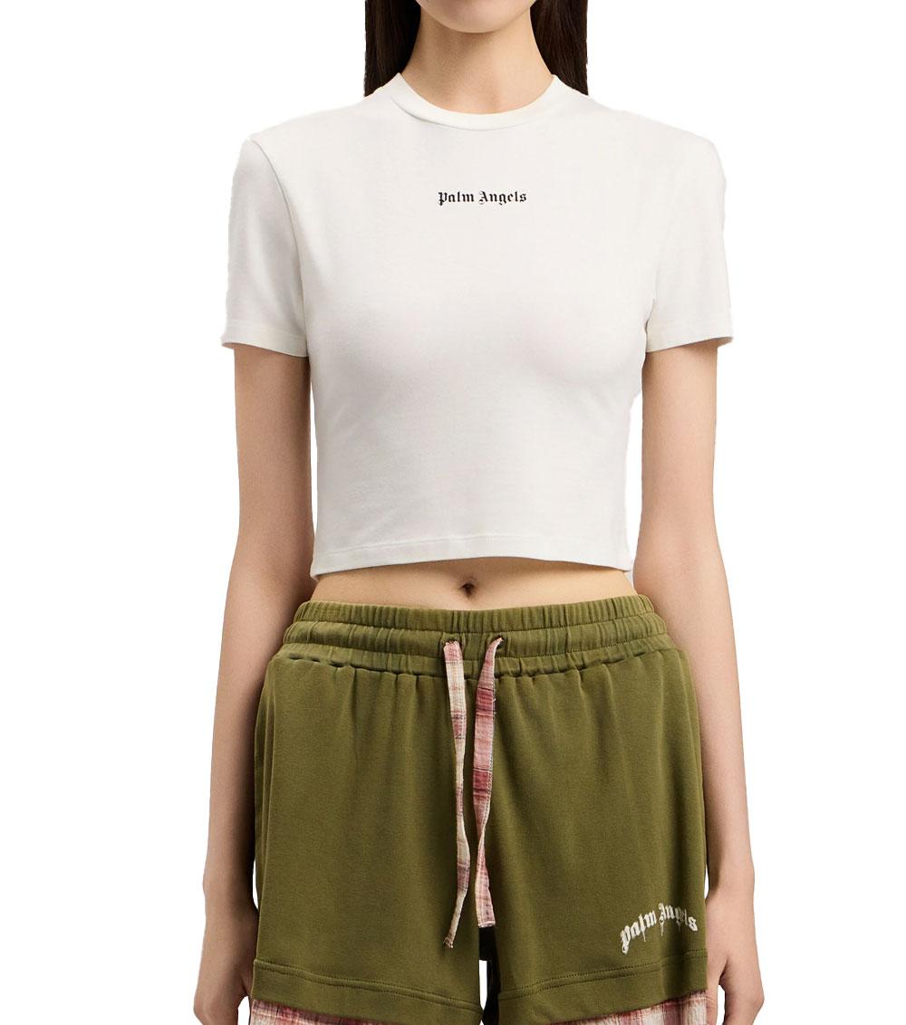 PALM ANGELS T-shirt Palm Angels donna PWAA077S26JER001 bianca logo classico PWAA077S26JER001 0310