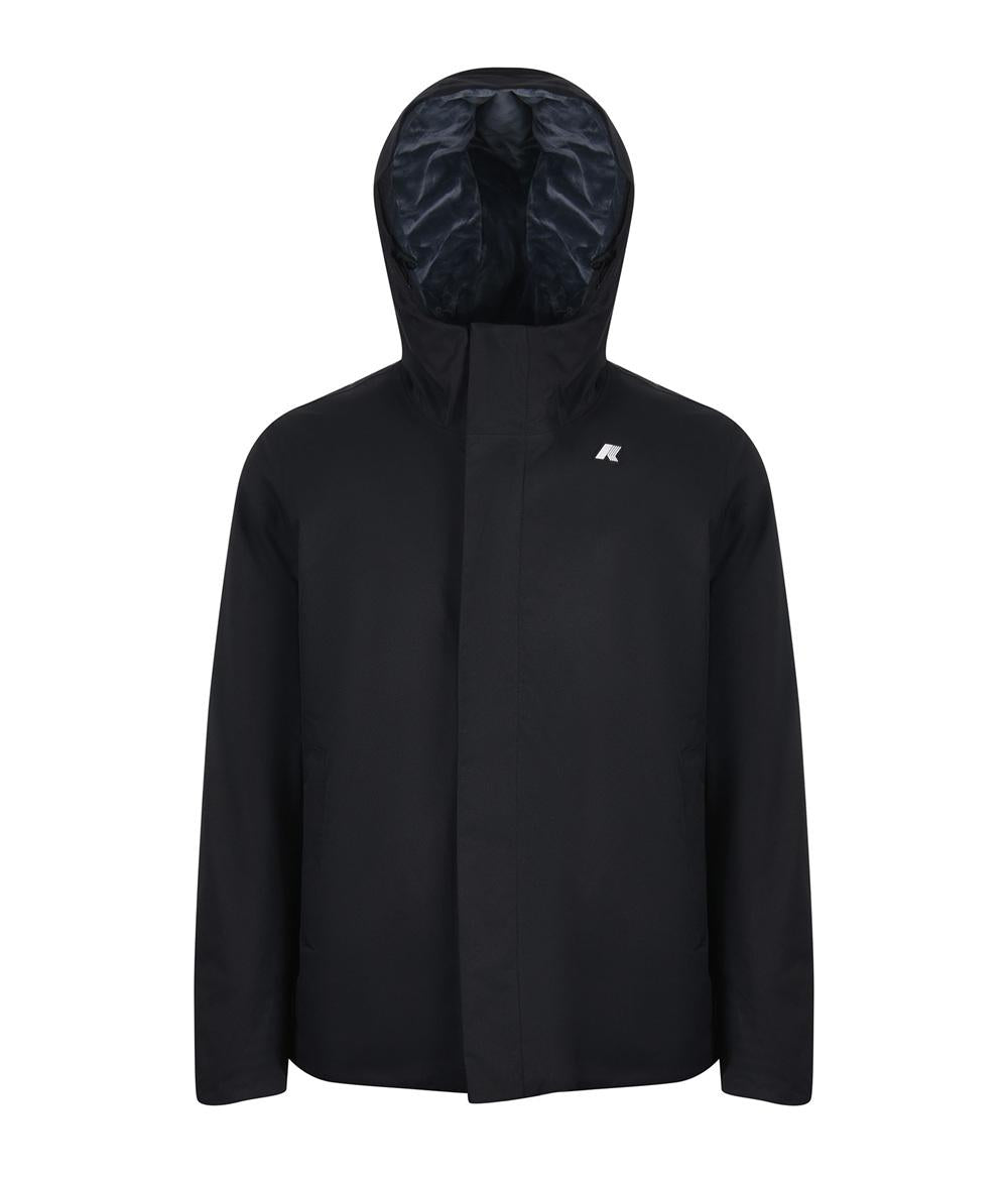 K-WAY Giubbino K-way uomo K8133DWAL8 Jacko Twill Marmotta Nero con cappuccio K8133DW AL8