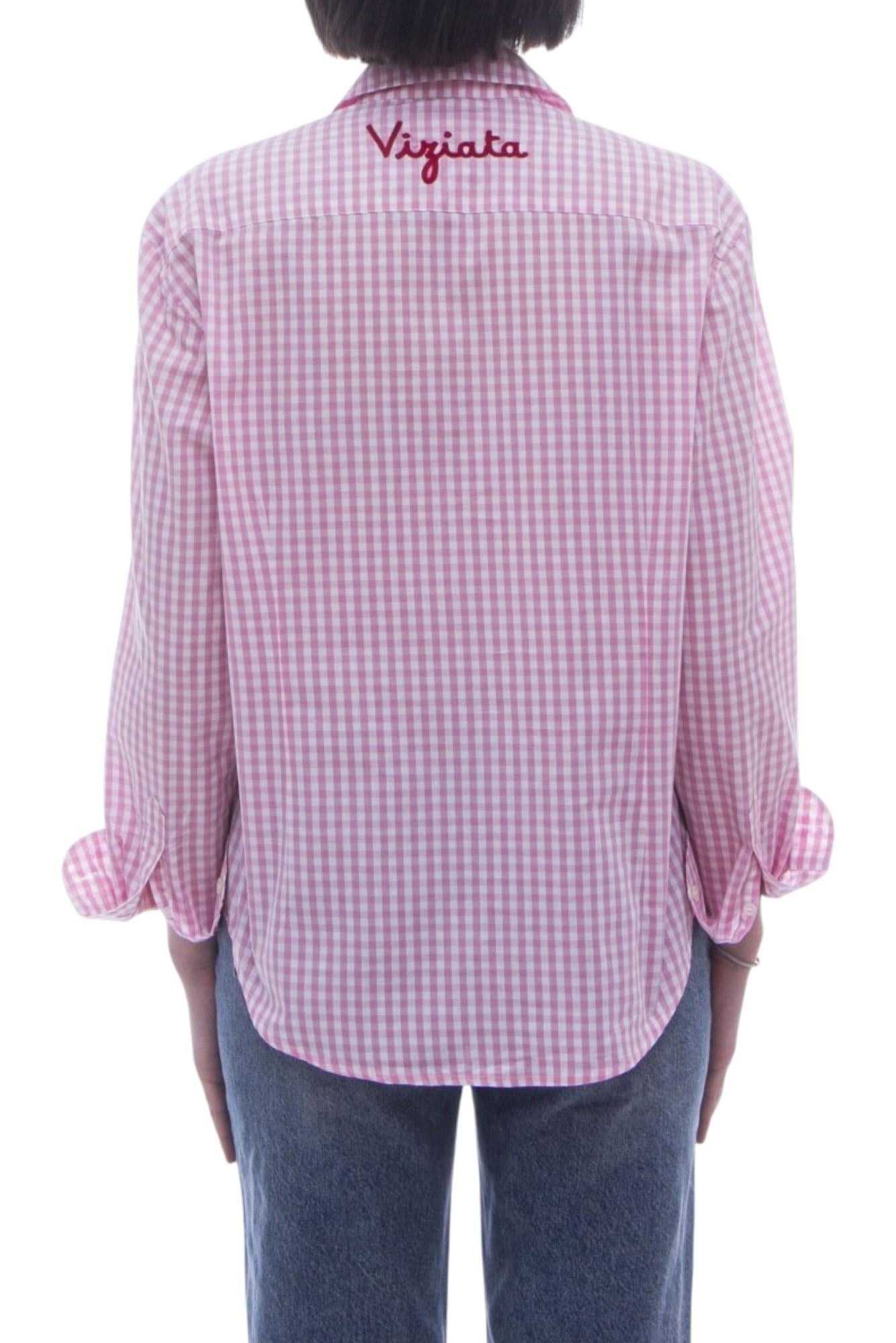 MC2 SAINT BARTH Camicia MC2 SAINT BARTH donna MDH001 00723L 21 Meredith Cotton Stripe con ricamo Viziata a quadri Rosa <BR/> MDH00100806L 21