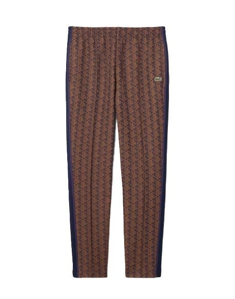 LACOSTE Pantalone LACOSTE uomo XH1440 Marrone jacquard con monogramma taglio dritto tasche a filetto coulisse con cordoncino in vita XH1440 9I4