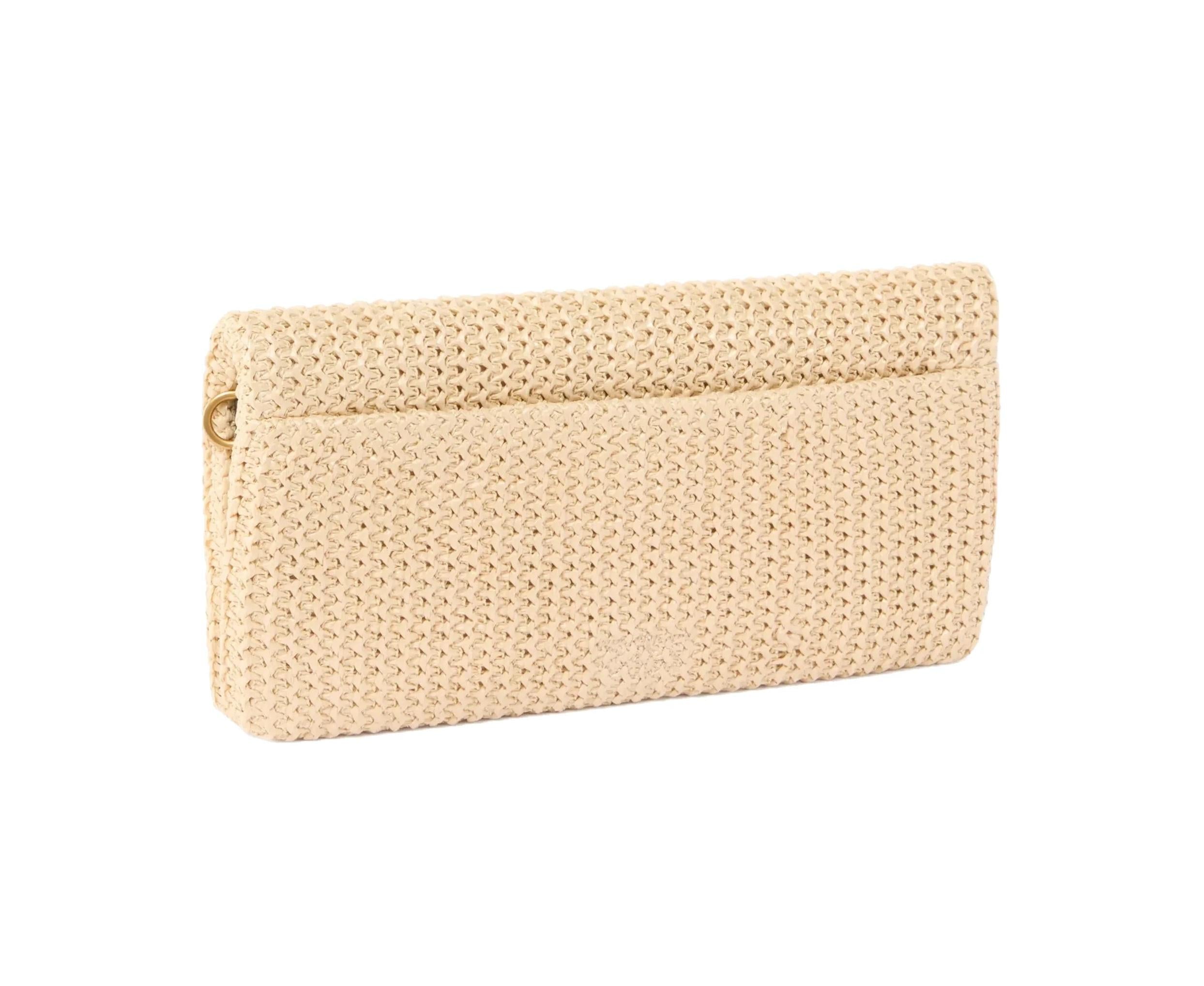 PINKO Borsa Pinko donna 106023A391 C24Q Click Soft Horizontal Mini Rafia Beige<BR/> 106023A391 C24Q