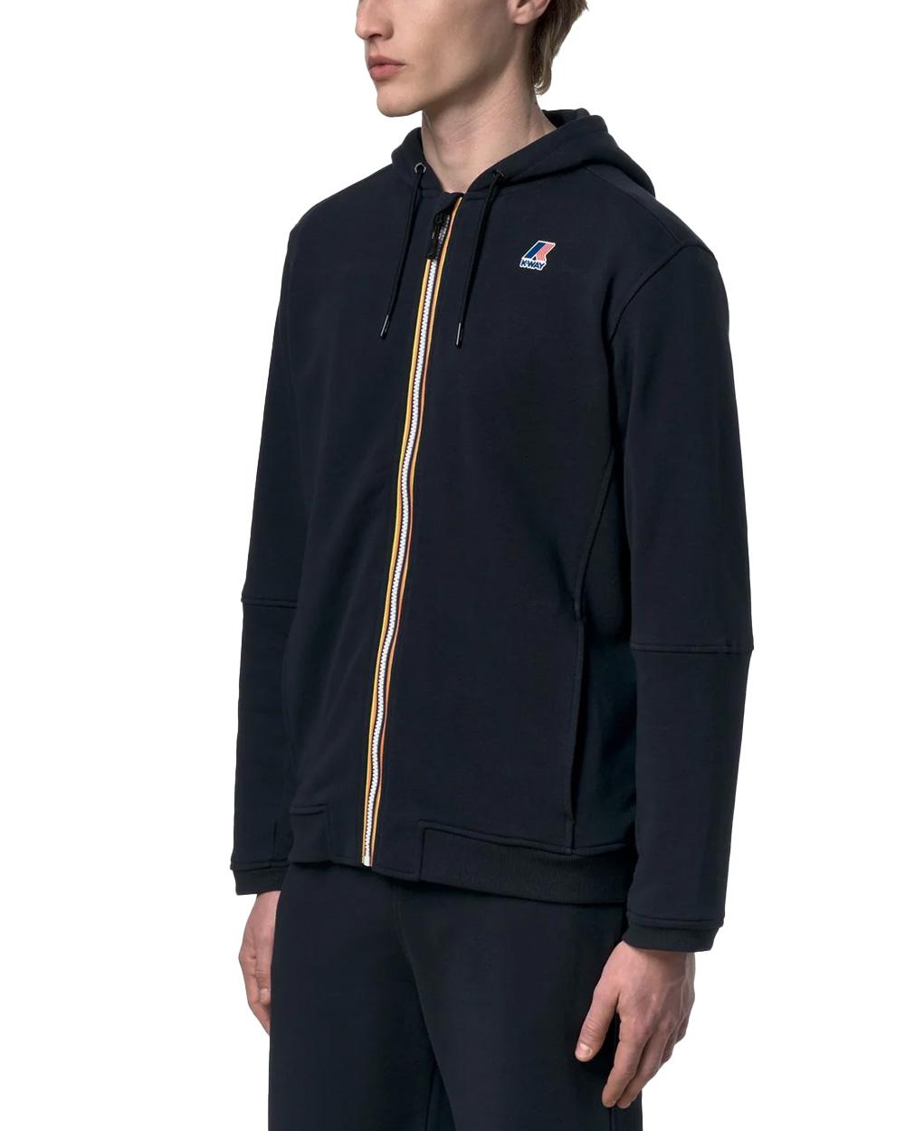K-WAY Felpa K-WAY uomo K1126HW PROSPER POLY COTTON Blu cotone cappuccio coulisse zip K1126HW K89