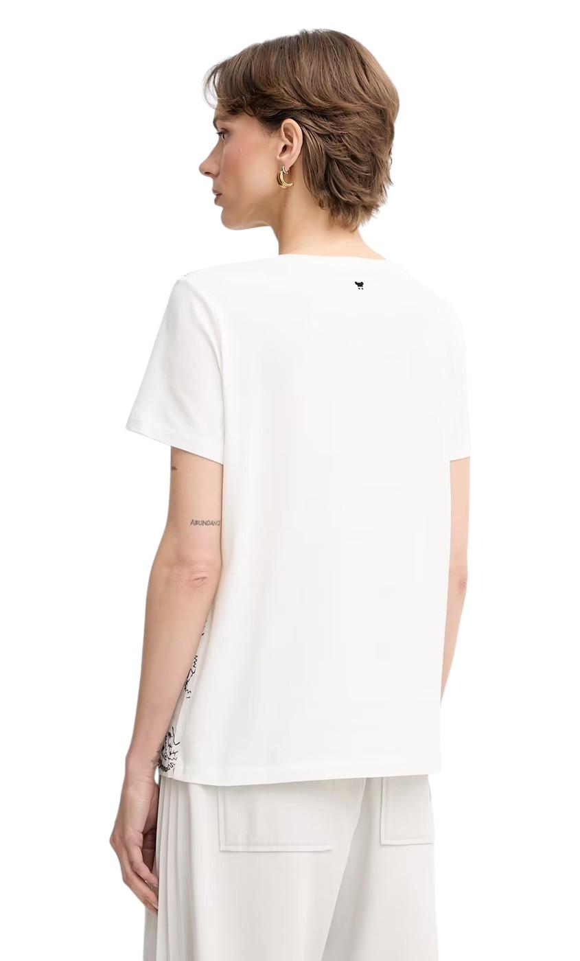 WEEKEND T-shirt Weekend donna 2615941072600 001 Genio in tela di puro lino ricamata stretch Bianco Nero<BR/> 2615941072600 001
