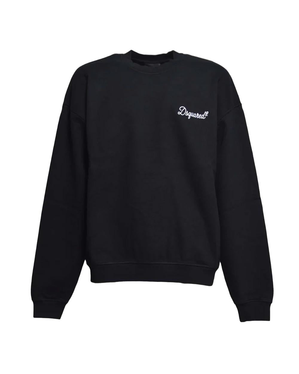 DSQUARED2 Felpa DSQUARED2 uomo Signature Relax Fit S74GU0930D25029 Nera cotone relaxed girocollo logo<BR/> S74GU0930D25029 900