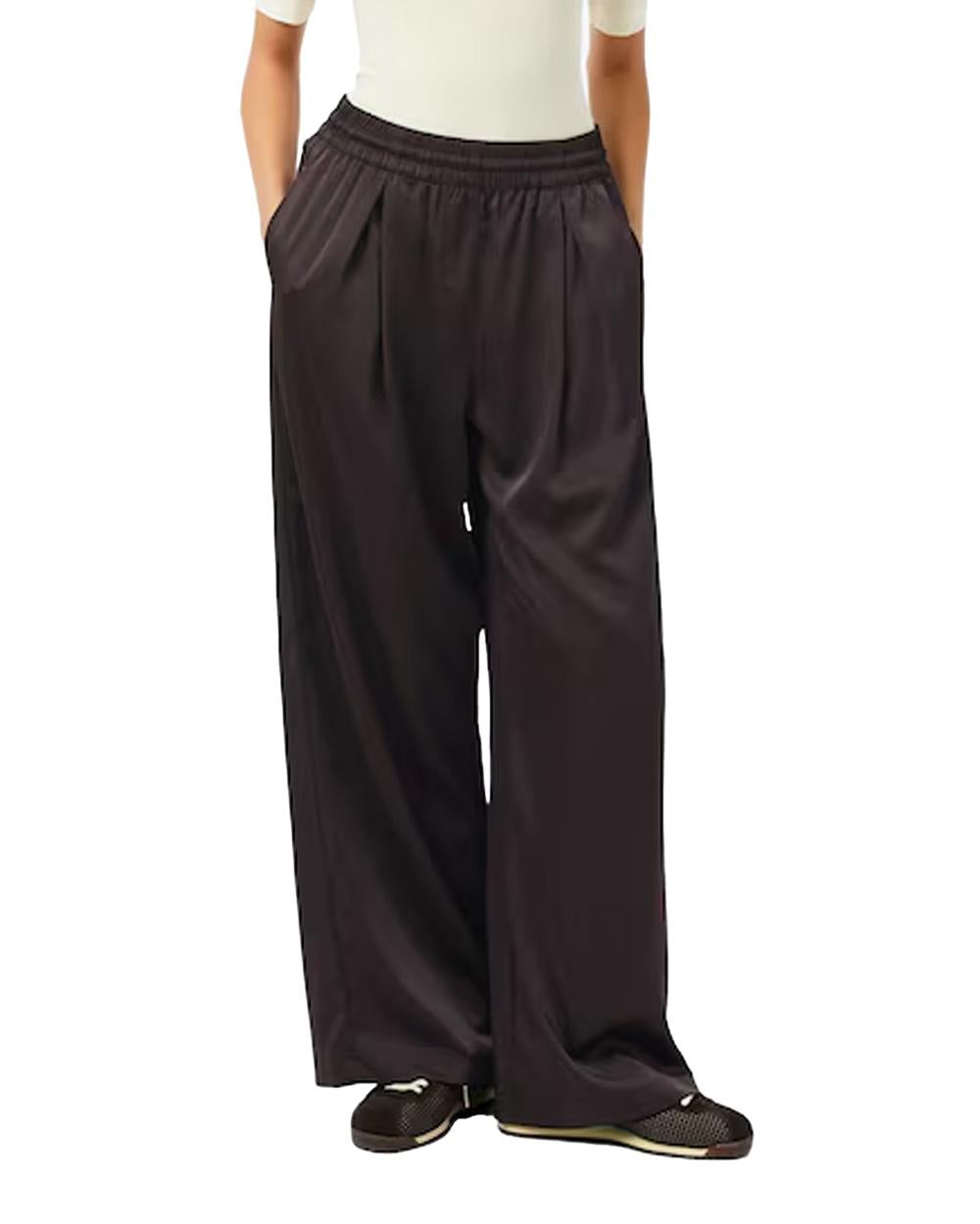 LACOSTE Pantalone LACOSTE donna HF9801 Marrone oversize taglio ampio vita elasticizzata HF9801 3LA