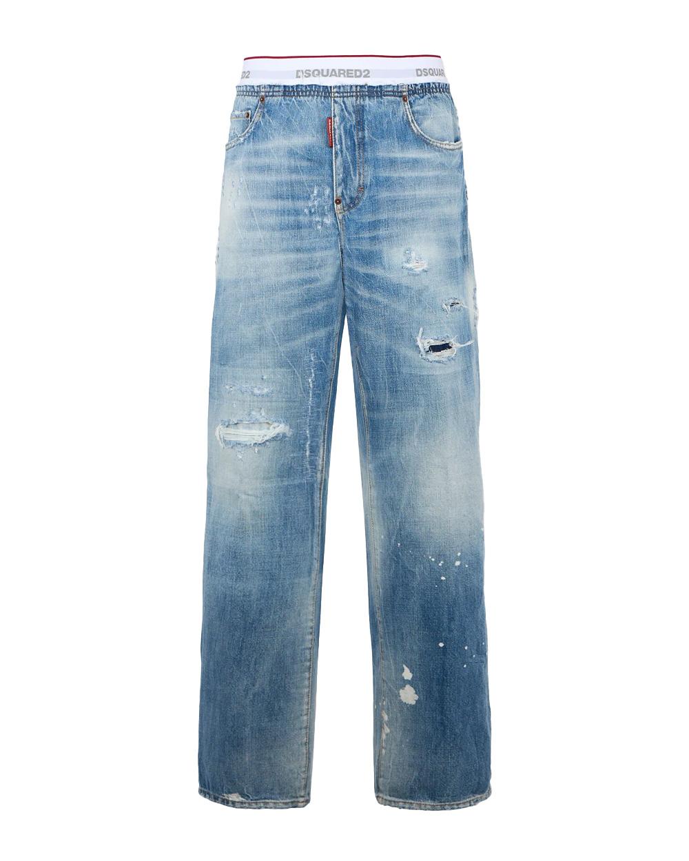 DSQUARED2 Jeans DSQUARED2 uomo Jogging S71KB0783D30038 Blu vintage dettagli destroyed fascia elastica logo cinque tasche etichetta S71KB0783D30038 470