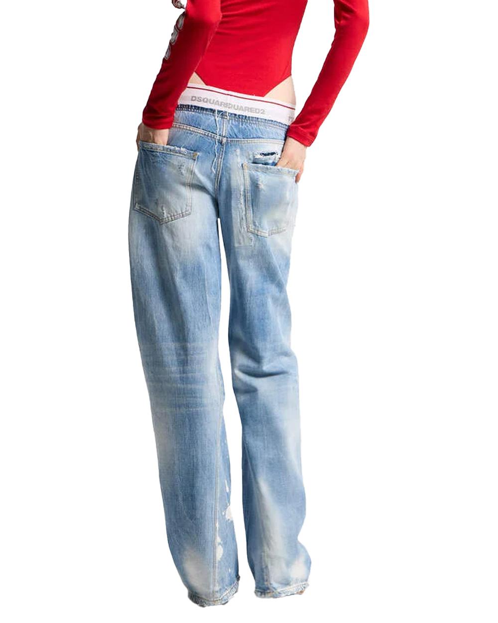 DSQUARED2 Jeans DSQUARED2 donna Tape Loose Twist Fit S72LB0928D30038 Blu loose cotone vintage fascia elastica cinque tasche S72LB0928D30038 470