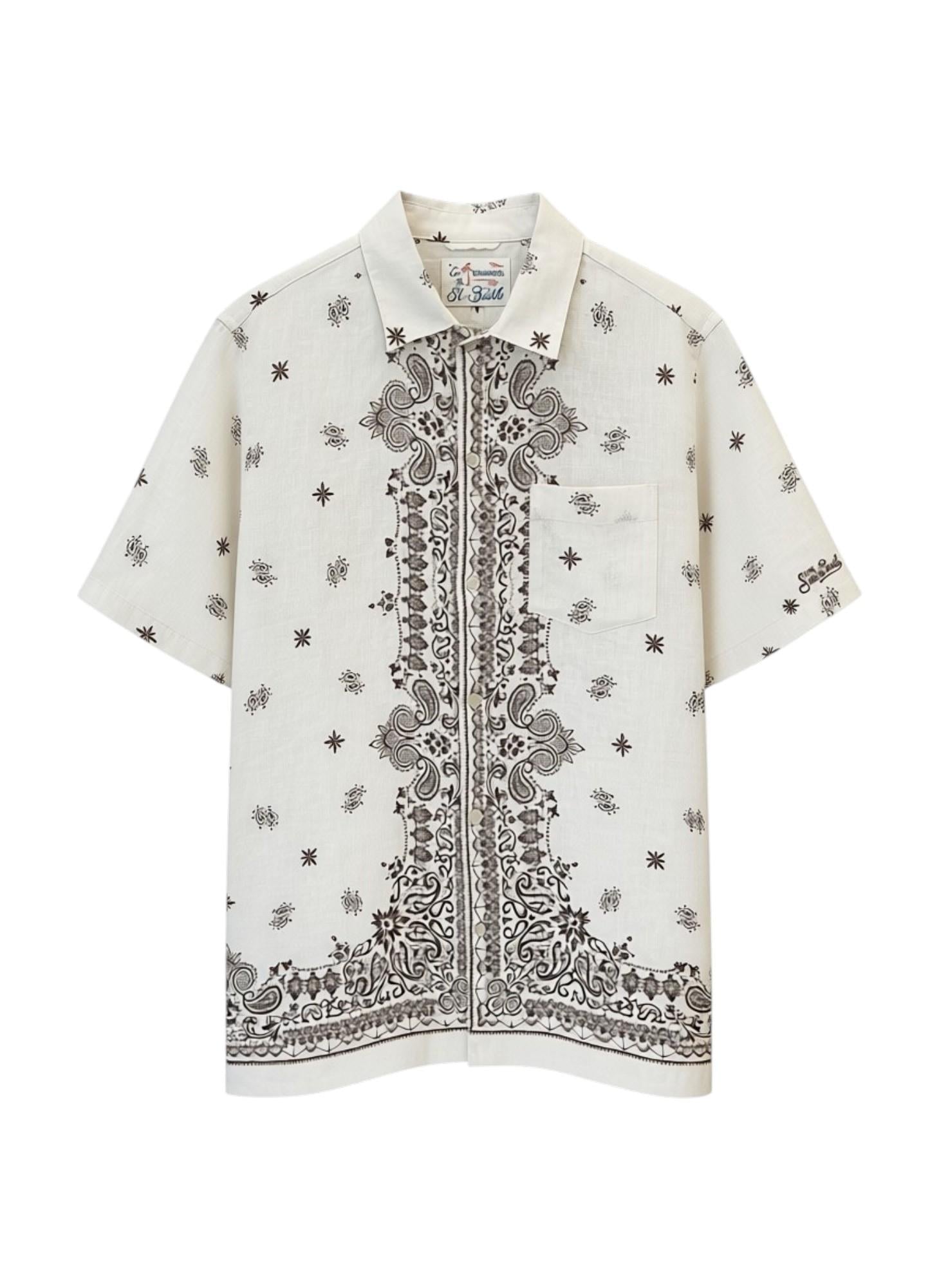 MC2 SAINT BARTH Camicia MC2 SAINT BARTH uomo SIF0003 07980L 11 Sifnos Placed in lino con stampa Bandanna Paisley Beige<BR/> SIF000307980L 11