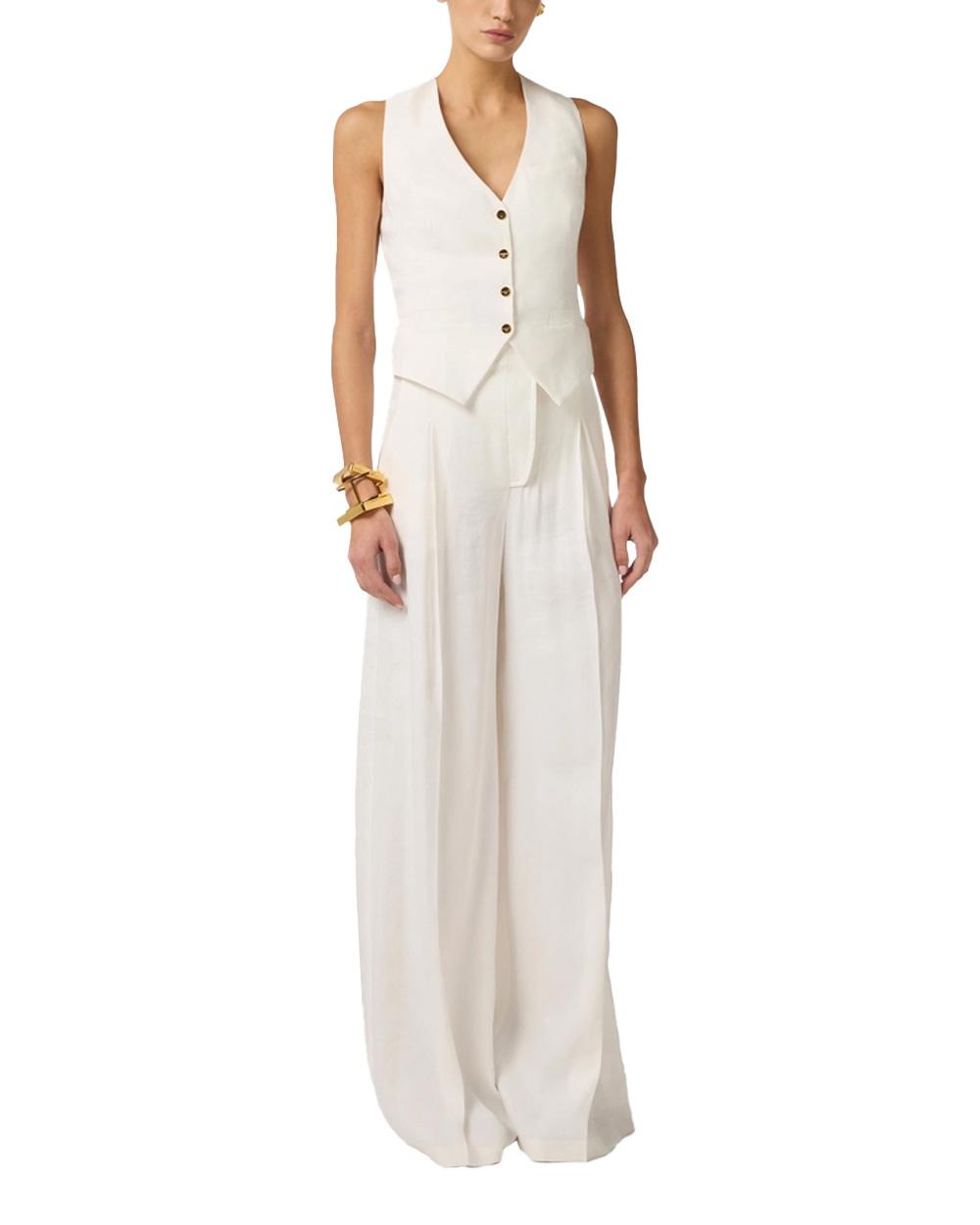 ELISABETTA FRANCHI Gilet ELISABETTA FRANCHI donna GL00862E2 Avorio lino tagli asimmetrici crepe regular<BR/> GL00862E2 360