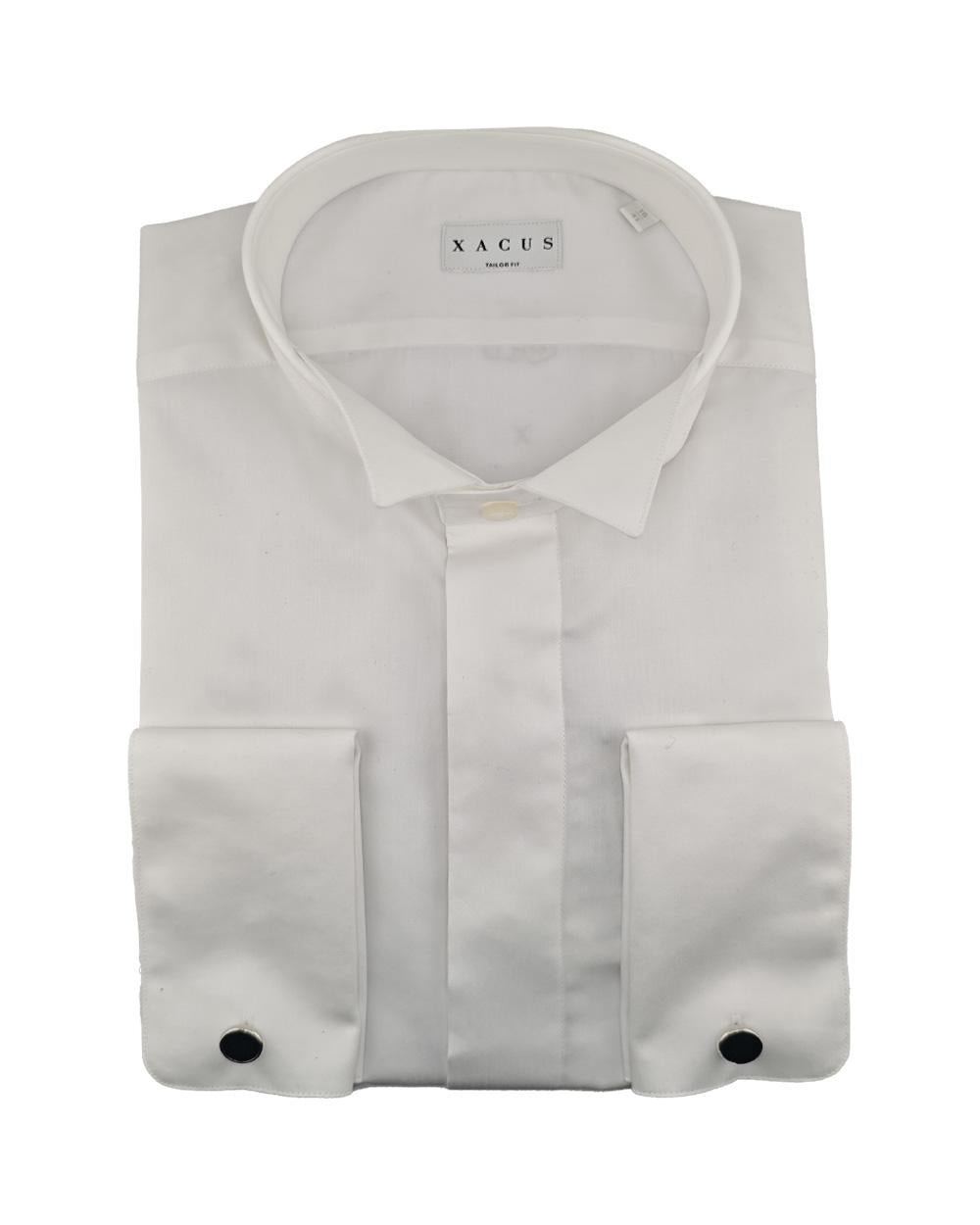 XACUS Camicia XACUS uomo 546ML11231 Bianca cotone pique polsini alla francese abbottonatura nascosta collo aperto 546ML11231 011