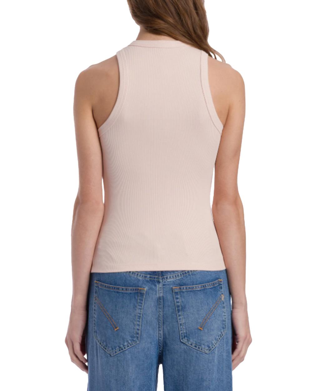 DONDUP Top DONDUP donna DS071JS0314D Rosa giricollo slim logo scollo DS071JS0314D 511