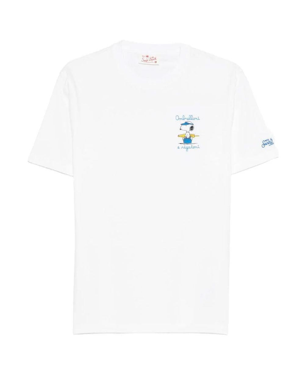 MC2 SAINT BARTH T-shirt Mc2 Saint Barth uomo Portofino Snoopy rigatoni bianca POT000100754L 01N