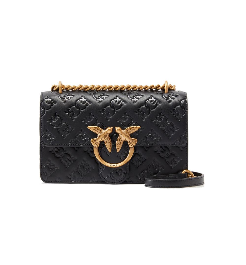PINKO Borsa Pinko Mini Love bag nera oro logo imprimè<BR/> 100074A1YB Z99Q