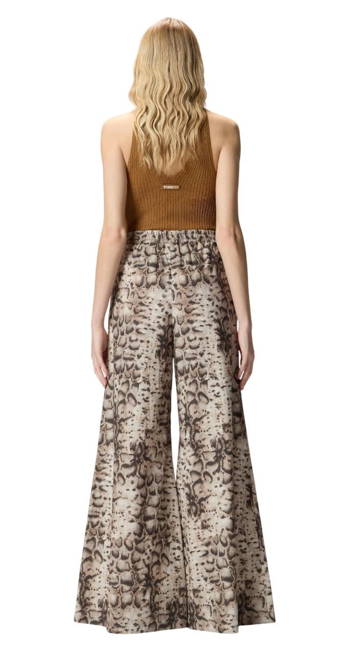 PINKO Pantalone Pinko donna 106963A3B1 CZ9 Gussola stampa animalier Beige Nero<BR/> 106963A3B1 CZ9