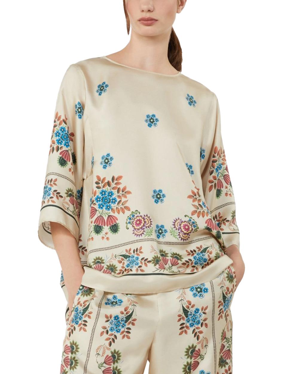 WEEKEND Blusa WEEKEND donna SAMBA 2615111062600 Avorio svasata twill seta girocollo contropiega 2615111062600 001