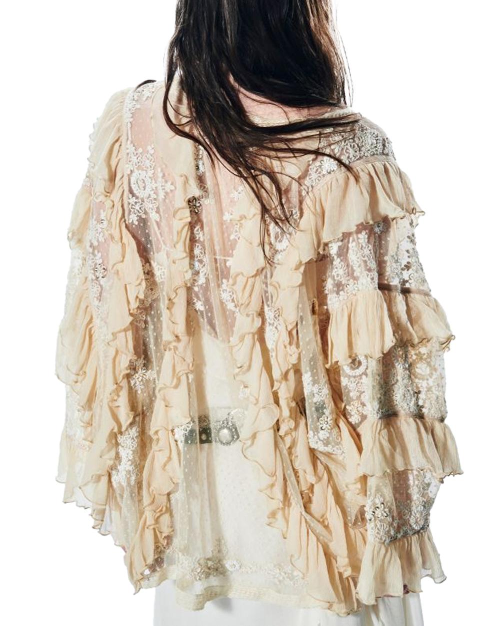 ANIYE BY Camicia ANIYE BY LAYLA donna 185232 Beige maniche lunghe balze paillettes oversize 185232 02477