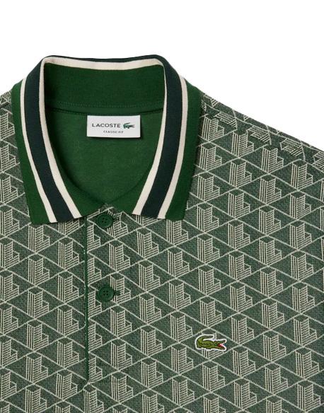 LACOSTE Polo LACOSTE uomo DH1417 Verde jacquard monogramma taglio classico coccodrillo<BR/> DH1417 D1R