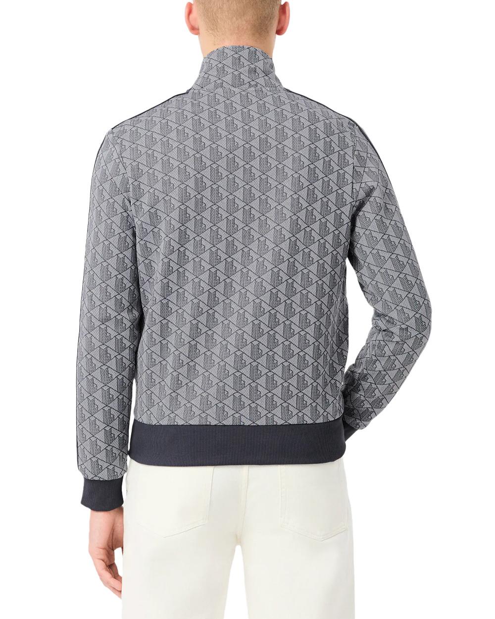 LACOSTE Felpa LACOSTE uomo PARIS SH1368 Grigia cotone organico monogramma taglio regular fit tasche coccodrillo SH1368 41I