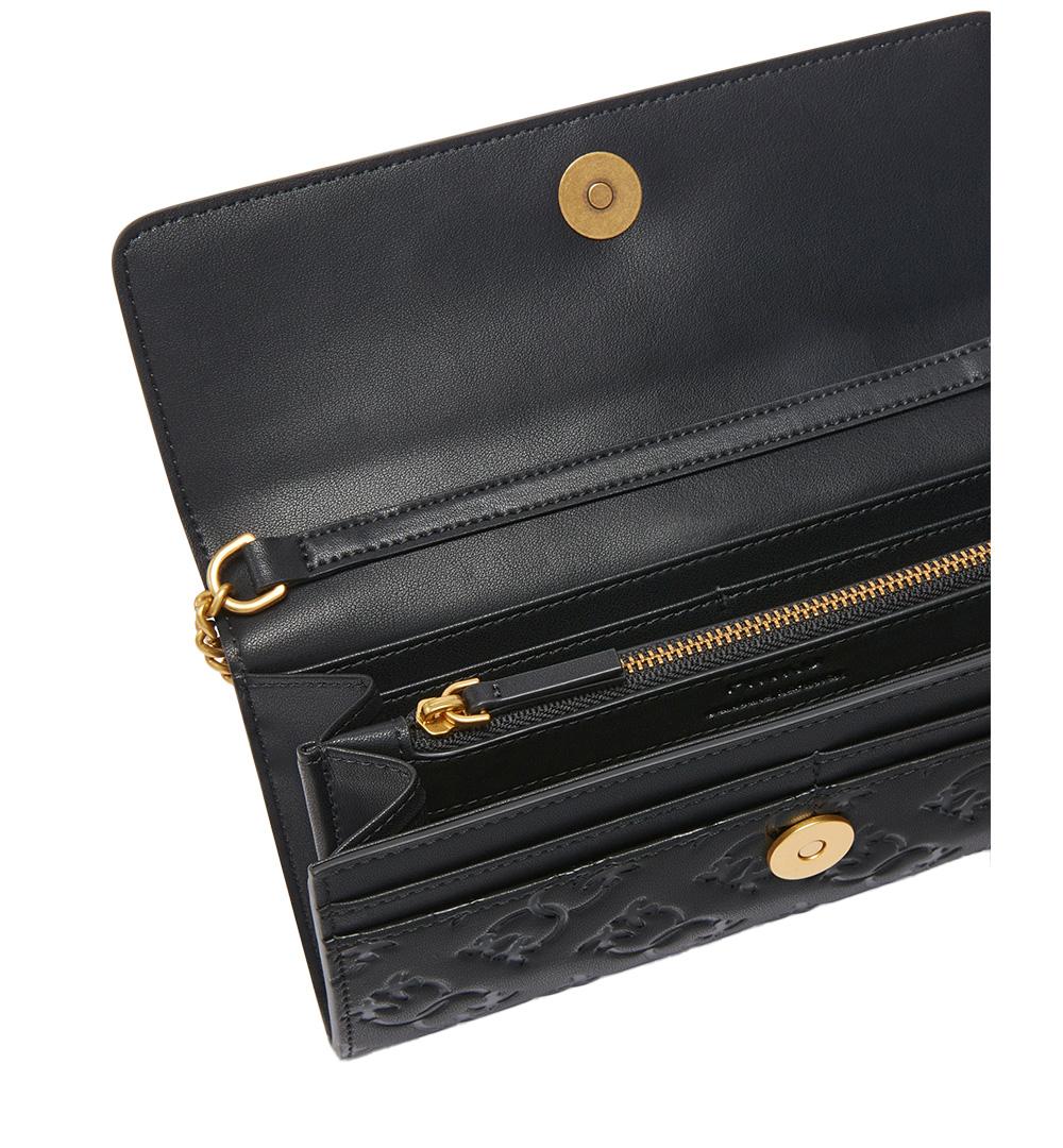 PINKO Portafoglio Pinko donna Love Tiny Birds Wallet 103765 A1YB Nero pelle tracolla imprimè 103765 A1YB Z99Q