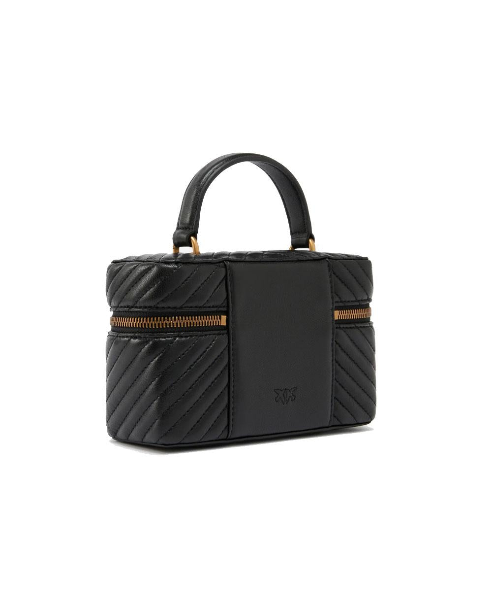 PINKO Beauty case Pinko donna 106382A0GK Vanity soft mini nero tracolla nappa chevron<BR/> 106382A0GK Z99Q
